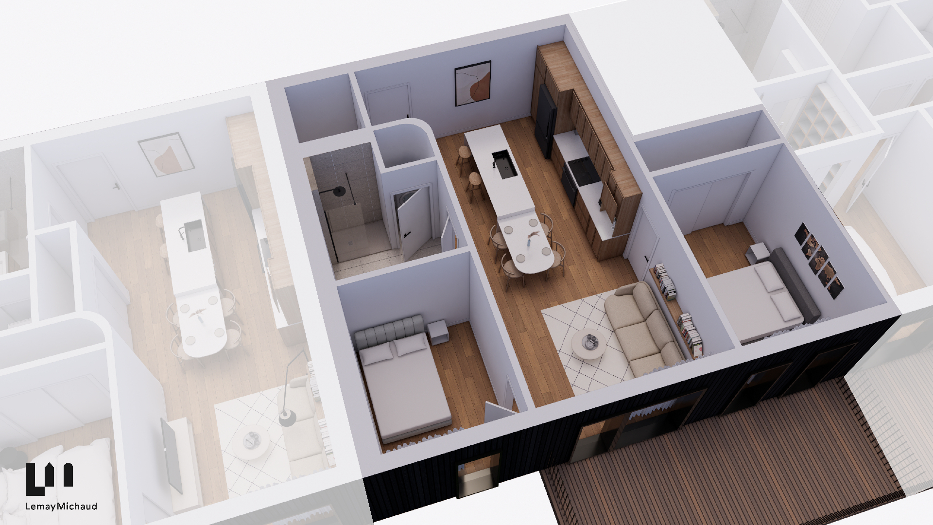 1 chambre + bureau